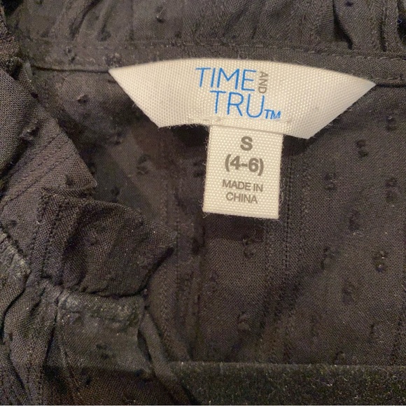 Time and Tru Mixed Print Ruffle Top With Long Sleeves, S - Picture 6 of 7